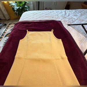 Express Sunlit Yellow Ribbed Bodycon Midi Dress | Adjustable Straps | Size M